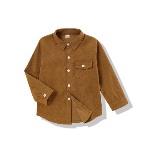 bilison Kids Toddler Boy Clothes Long Sleeve Corduroy Lapel Button Down Shirt Top Little Boys Shirts Brown