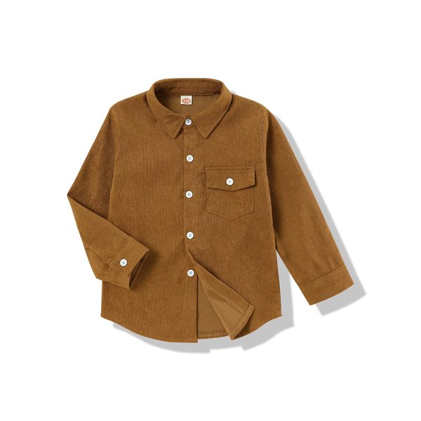 bilison Kids Toddler Boy Clothes Long Sleeve Corduroy Lapel Button Down Shirt Top Little Boys Shirts Brown
