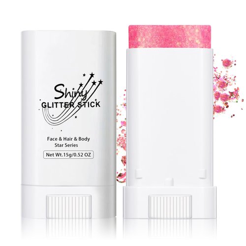 ZHISHUDL Pink Body Glitter Stick for Adults and Kids Holographic Shimmer Body Glitter Gel Chunky Sequins Face Glitter Makeup