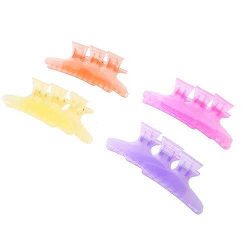 Sonew 12Pcs / Set Colorful Hair Clips Lovely Butterfly Holding Hair Hold Clip Hair Section Claw Clamps Hairdressing Tool(Clear)