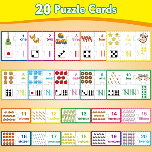 Kasfalci Number Puzzle Cards,Counting Toys,Math Manipulatives,Math Games for Kids,Toddler Puzzles,Matching Games,Preschool Learning Activities,Kindergarten Classroom Must Haves,Homeschool Supplies