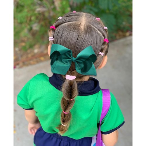 6 PCS Grosgrain Ribbon Alligator Clips - Solid Color Hair Accessories for Toddlers and Kids (Green)