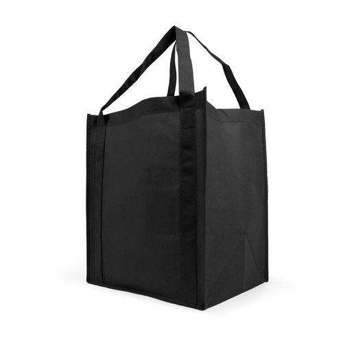 Simply Green Solutions - Reusable Grocery Bags, Wide Tote Bags with 20-Inch Reinforced Handle, Shopping Bags for Groceries, Reusable Gift Bags with Handles, 13 x 15 x 10, Pack of 10, Black