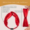 Real Mulberry Silk Headband for Women | Elastic Silky Head Band for Thick, Curly Hair | Non Slip, No Crease Fashion Headband | Silk Headband for Sleeping, Hair Band for Washing Face (Red)