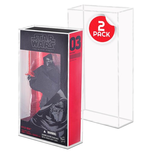EVORETRO Action Figure Display Case Protector for Hasbro Star Wars Black Series Box 6 inches Figures - 2 Pack - Thick Clear Acrylic Anti-UV, Stackable, Durable, Long Lasting Protective Case
