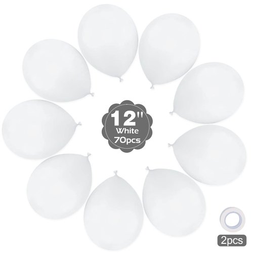 Moukiween White Balloons 12 inch -70 pcs Matte White balloons Pearl White Balloons for Wedding Engagement Bridal Shower Birthday Party Decorations