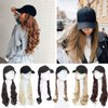 SEGO Baseball Cap with Hair Extensions for Women Adjustable Hat with Hair Attached Synthetic Long Wavy Wig with Black Hat Stylable for Pigtail Ponytail 16 Inch Dark Brown 290g