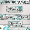 Sunnyray 4 Pcs Farmhouse Spring Bathroom Wall Decor Sign Daisy Tulip Flowers and Butterfly Bathroom Wall Art Relax Soak Unwind Breathe Rustic Wood Plaque Spring Decor(Turquoise, 10 x 4 Inch)