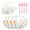 KFJBPB 72 Pcs Wildflower Paper Plates and Napkins Party Supplies, Floral Party Plates and Napkins Tableware Set for Spring Summer Picnic Wedding Birthday Baby Shower Tea Party Decorations Serves 24