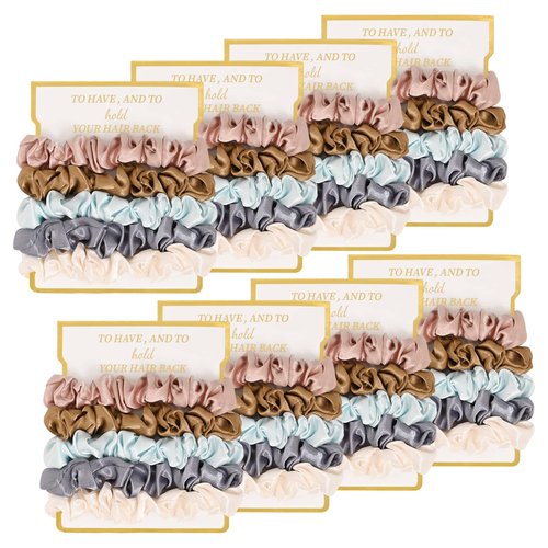 8 Pack Bridesmaid Gifts Satin Bridesmaid Scrunchies Soft Hair Ties Bachelorette Party Favors Hair Accessories for Women Bridesmaid Proposal Gift (Ivory,Rose Gold,Dusty Blue,Blue,Gold)