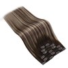 Ugeat Hair Clip in Human Hair Extensions 18 inch Clip in Remi Hair Extensions Human Hair #4 with #18 Ash Blonde Human Hair Clip in Extensions Brown 7pcs 120g(105g Hair + 15g Clips)