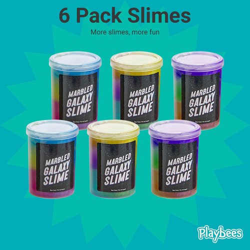 Playbees Galaxy Slime 6 Pack Marbled Slime Gooey Unicorn Fidget Kit Party Favors for Girls Boys Stretchy & Non-Sticky Super Soft Sludge Toy Classroom Rewards Goodie Bag Stuffers
