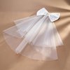 SWEETV Bridal Hair Bow Veil White Bow Clip Bachelorette Party Decorations Pearl Accessories Bride to Be Bridal Shower Gift