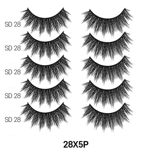 Laflare Silk Lashes 3D Faux Mink Eyelashes Multipack, Light, Natural Looking, Professional Easy to Apply Eyelashes in a Knitted Style 5 Pairs Value Pack (28X5P)