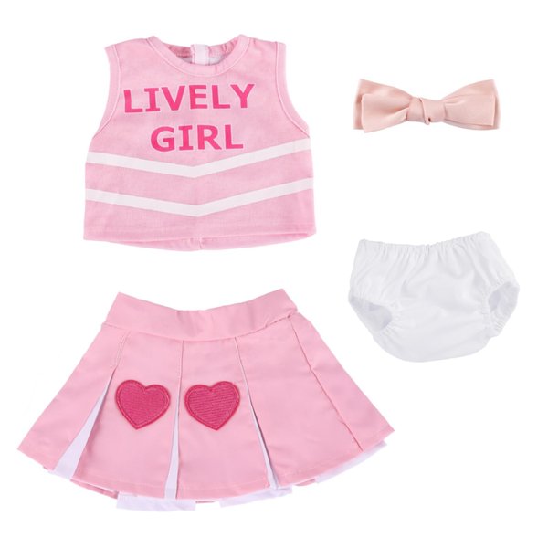 BABESIDE 4 Pcs Reborn Baby Doll Clothes Set for 17-22 Inch Dolls, Baby Doll Skirt with Heart Pattern and Baby Doll Accessories fit Realistic Baby Doll Girl, Pink