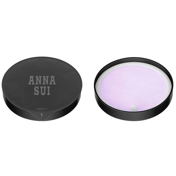 ANNA SUI Loose Face Powder Case Only - Refill Sold Separately, Black Vanity Case with Butterfly Motif, Come with Purple Puff