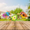 TUEVAK Birds Lawn Decorations for Outdoor: Metal & Glass Bird Garden Art, Craft Yard Statue Decoration Outside, Lawn Ornaments Gardening Gifts for Housewarming, Halloween, Birthday Gifts (3 PCS)