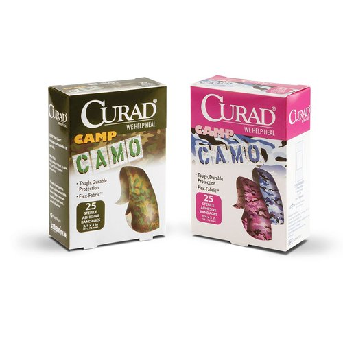 Curad Camo Fabric Adhesive Bandages - 0.75 X 3 - Camo Green ONE BOX