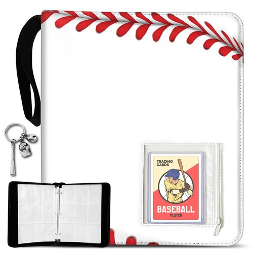 ClickITrendz Card Binder has a Keychain & Toploader, Card Binder 900 Pockets, Trading Card Binder with 50 Removable Sleeves and, Baseball Card Binder with Card Special Display, Baseball Card Holder