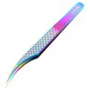 FEITA Diamond Grip Eyelash Extensions Tweezer Lash Precision Tweezers, Japanese Steel Dolphin-shaped Tip, False Lashes Application Tools, Multi-color 1Pc