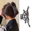 Spider Web Hair Clips Black Metal Halloween Hair Accessories for Women Girls Playful Hollow Out Spider Web Hair Claw Clips Hairpins Strong Hold Nonslip Hair Clip for Day of the Dead Decoration 1 Pcs