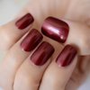 CoolNail Red Wine False Nails Tips Solid Color Square Full Cover Nail Tips Artificial False Fake Nails DIY Salon