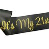 NAUXIUDSJS 21st Birthday Sash, Birthday Sash for Girls,Birthday Princess 21st Birthday Gifts Decorations for Happy 21st Birthday Party Favor Supplies,Black Gold