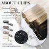Moresoo Seamless Clip in Hair Extensions Real Human Hair Ombre PU Weft Clip in Extensions Human Hair Balayage Brown to Light Brown with Blonde Seamless Clip ins Human Hair 18inch 7Pieces 120Grams