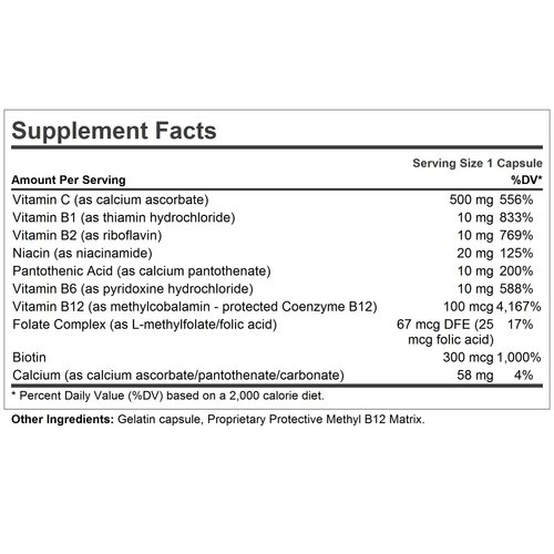 ANDREW LESSMAN Vitamin C 500 Plus B-Complex 60 Capsules – Non-Acidic Vitamin C Plus Citrus Bioflavonoids for Immune System and Anti-Oxidant Support. Easy-to-Swallow Capsules. No Additives