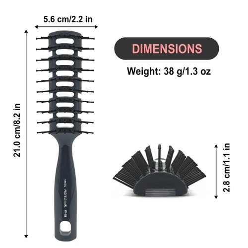 VESS Styling Ceramic Hair Brush 9-row Round Type, for Bow and Styling Made in Japan (VP-80 Gray)