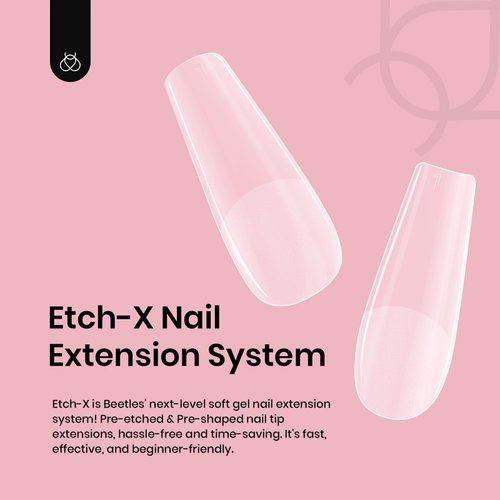 Beetles Gel Nail Tips Medium Coffin Etch X Nail Tips, 12 Sizes 288Pcs Pre Shaped Half Matte Gel Nail Tips Acrylic Tips Full Cover False Nails for Winter Christmas Nails Acrylic Fake Nails