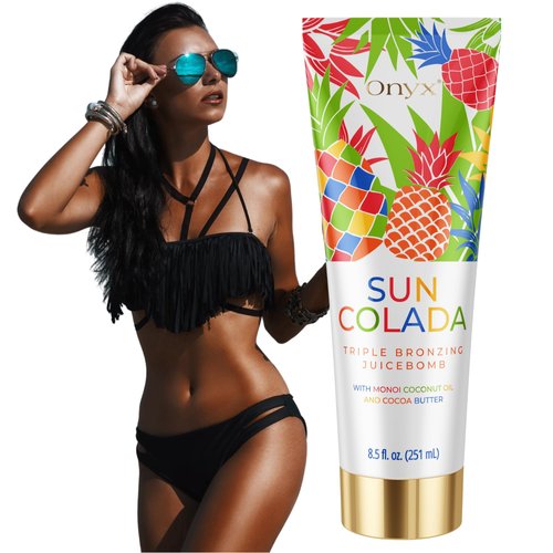 Onyx Suncolada Triple Bronzing Pineapple Tanning Bed Lotion - Indoor & Outdoor Bronzing with Natural Fruit Extracts, Hydrating, Moisturizing, Anti-Aging, Indoor Tanning Lotion with Bronzer