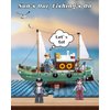 City Fishing Boat Building Kit with 3 Fisherman Minifigures, Ship Building Sets with Fishing Rods & Buckets, Christmas Birthday Gifts Toys for Kids Aged 6-12, Compatible with Lego Boat, 610 PCS