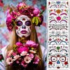 AUOCATTAIL 8 pcs Halloween Face Tattoo Stickers Rose Heart Diamond Spider Web Day of the Dead Masquerade Horror Makeup Look Face Dress Up Temporary Tattoos