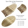 Clip in Hair Extensions, Ash Blonde Balayage Blonde Hair Extensions Real Human Hair Clip ins Extensions 22 Inch 7 Pieces 70G Real Hair Extensions Clip in Human Hair for Women