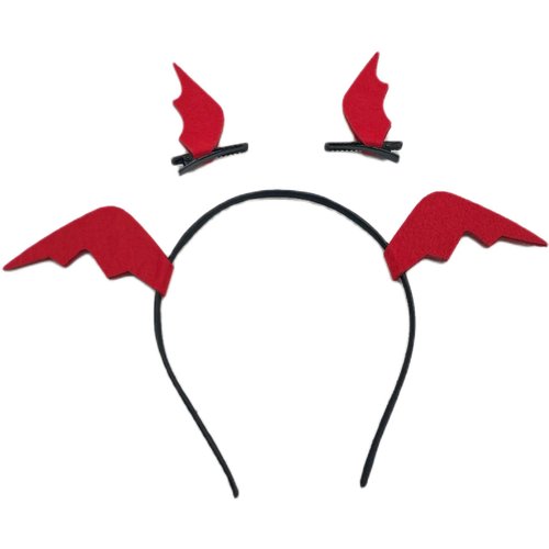 Guqqeuc Halloween Costume Headwear - Red Bat Wings Headband Hair Clips for Women Girls, Devil Wing Hair Bands Barrettes for Girls Cosplay Decorations