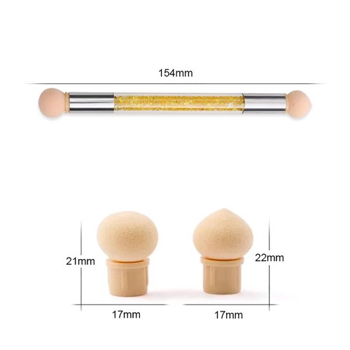 SILPECWEE 1pcs Nail Sponge Pen, Ombre Nail Brush Nail Design Brushes Nail Art Brushes Gel Acrylic Manicure Brush Nail Art Tools with 16Pcs Replaceable Sponge Heads (Yellow)