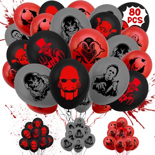 80PCS Classic Horror Movie Character Party Decorations - Halloween Birthday Party Decorations Balloons - Horror Birthday Party Supplies - Horror Theme Birthday Balloons for Boy Girls Adult Party Gift