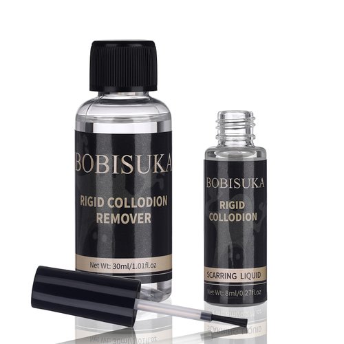BOBISUKA Rigid Collodion with Brush & Remover Makeup Kit Scarring Liquid For Special Effects Makeup Set, Professional Realistic SFX Scar Makeup for Halloween , Cosplay, Costume, Theater, Film & Stage