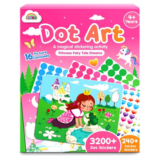 ZMLM Dot Art Craft Kit Activity, Dot Stickers for Toddlers No Mess Art and Craft Kit for Kids Ages 4-8, DIY Creative Travel Toys, Birthday Valentines Day Easter Activity Christmas Gifts for Girls