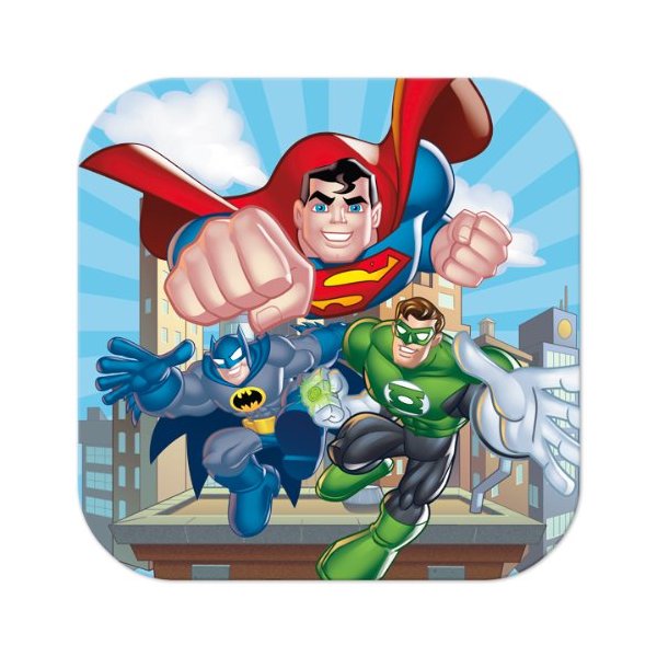 DC Super Friends Birthday Party 7.5" Square Dessert Cake Paper Plates - 8 per package