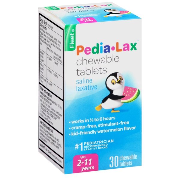 Pedia-Lax Laxative Chewable Tablets for Kids, Ages 2-11, Watermelon Flavor, 30 Count (Pack of 3), (AXFL655-189019(13.74))