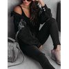 Daacee Casual Frayed Tassel Black Denim Jacket for Women Fashion Fringe Rhinestone Cowgirl Jean Coats(0191-Black-L)