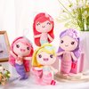Civaner 4 Pcs 7.8" Mermaid Stuffed Animal Mermaid Plush Toys for Girls Ocean Princess Dolls Mermaid Birthday Decorations for Women(Cute Style)