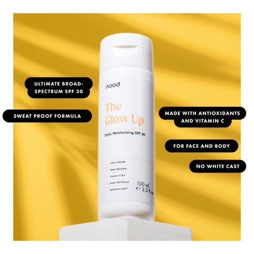 Nood The Glow Up, Lightweight Broad Spectrum SPF 30 with Vitamin C, Green Tea Extract and Zinc Oxide for UVA/UVB Protection, 1 Bottle (3.3 fl oz)