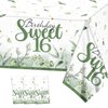 PATIAI Sweet 16 Party Decorations 3Pack Sweet 16 Birthday Tablecloths Sage Green 16th Birthday Disposable Plastic Rectangle Table Cover for Her Birthday Party Supplies 71 x 43 Inches