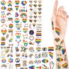 GeRRiT 10 Sheets LGBT Rainbow Temporary Tattoos Pride Day Body Art Stickers Rainbow Heart Shape Tattoos for Pride Day Celebrations Waterproof Tattoos for Pride Festival Decoration