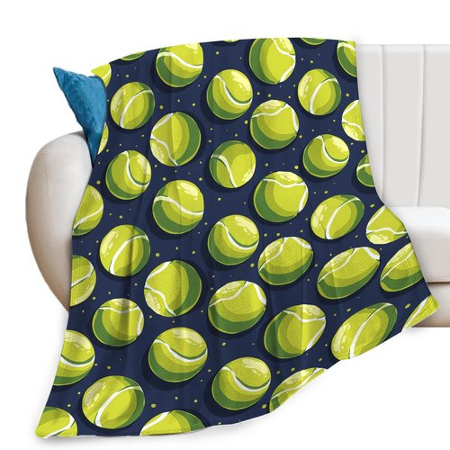 Tennis Throw Ball Sports Print Blankets Gifts Couch Sofa Bed Stuff Decor Soft Cozy Lightweight Fleece Plush Flannel Bedding for Lover Men Women Boys Girls Adults 40"x50"