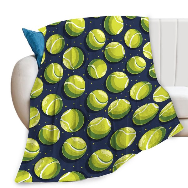 Tennis Throw Ball Sports Print Blankets Gifts Couch Sofa Bed Stuff Decor Soft Cozy Lightweight Fleece Plush Flannel Bedding for Lover Men Women Boys Girls Adults 40"x50"