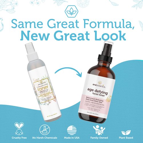 Era Organics Hydrating Toner for Face - Refreshing and Balancing Face Toner for Women Anti Aging with Rose Water, Apple Cider Vinegar and Witch Hazel - Moisturizing Facial Toner for Aging Skin